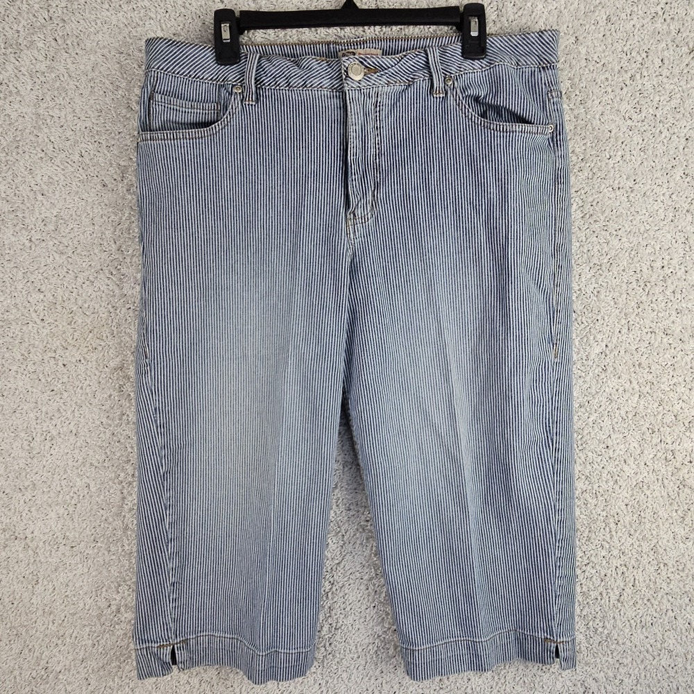 Vintage Y2K Railroad Hickory Stripe Faded Glory Stretch Capri Pants Missy Sz 16